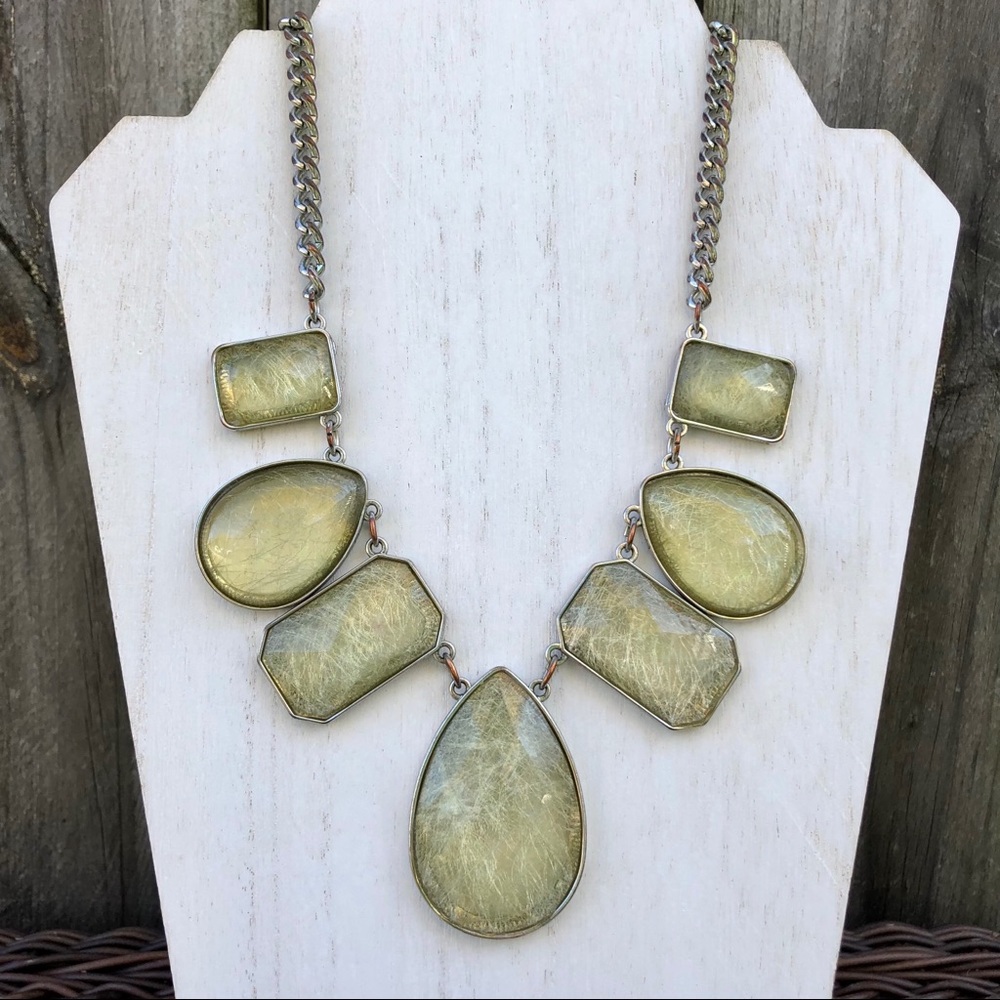Large Neutral Gem Statement Necklace - image 2